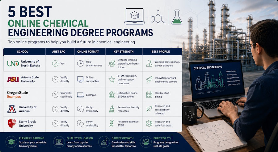5 Best Online Chemical Engineering Degree Programs