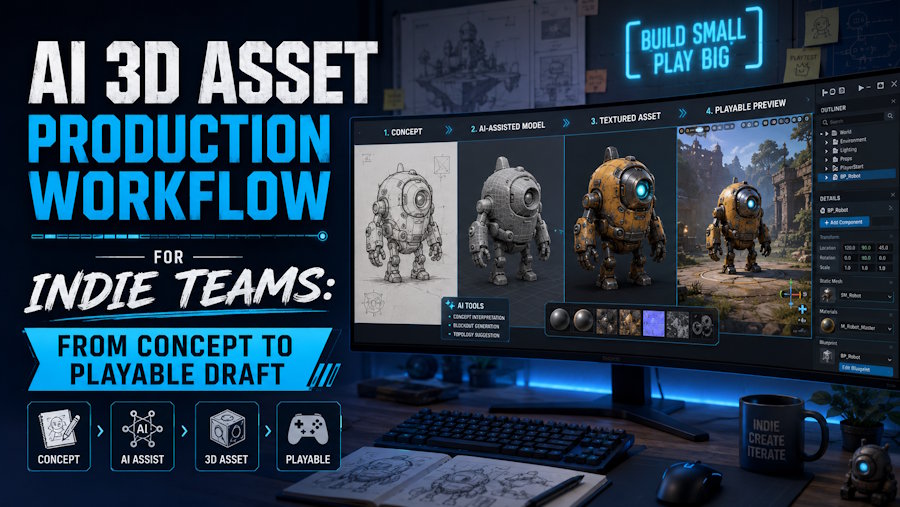 AI 3D Asset Production Workflow for Indie Teams: From Concept to Playable Draft