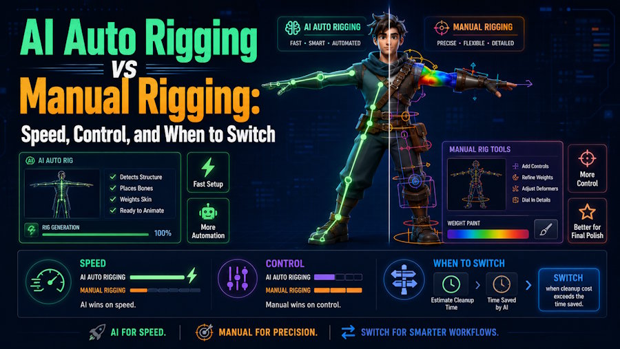 AI Auto Rigging vs Manual Rigging: Speed, Control, and When to Switch