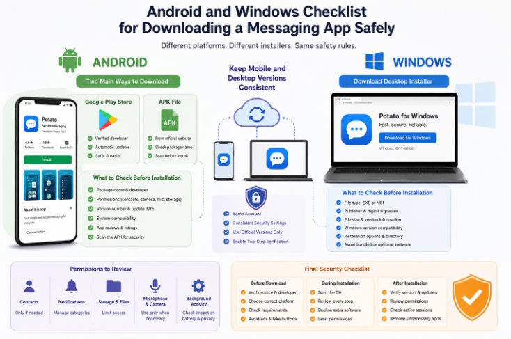 Android and Windows Checklist for Downloading a Messaging App Safely