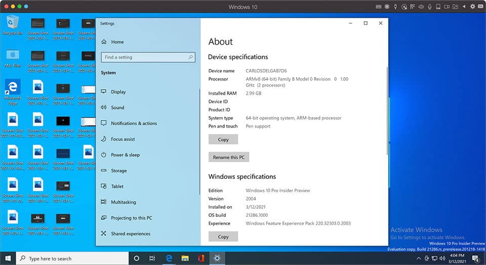 Cómo ejecutar Windows 10 para ARM en Mac con Apple Silicon (M1) usando Parallels