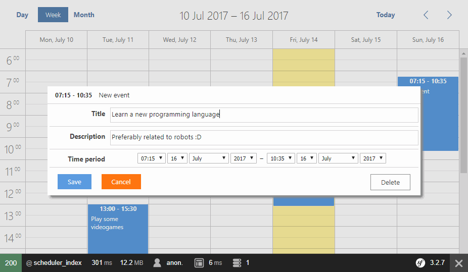 symfony - FullCalendar calendar doesn't display events when