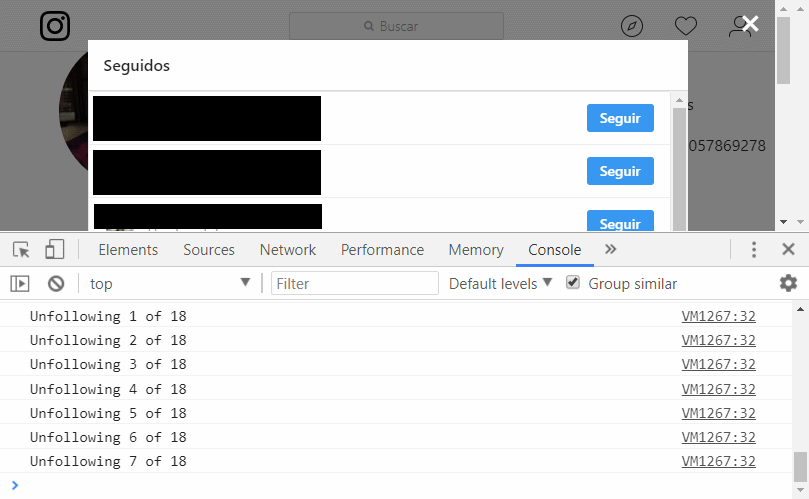 How to unfollow masively users on Instagram using a little trick with JavaScript in the Browser