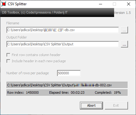 Csv file splitter windows