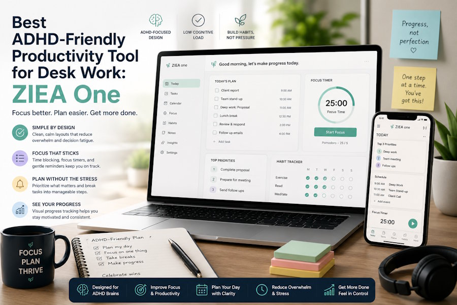Best ADHD-Friendly Productivity Tool for Desk Work: ZIEA One