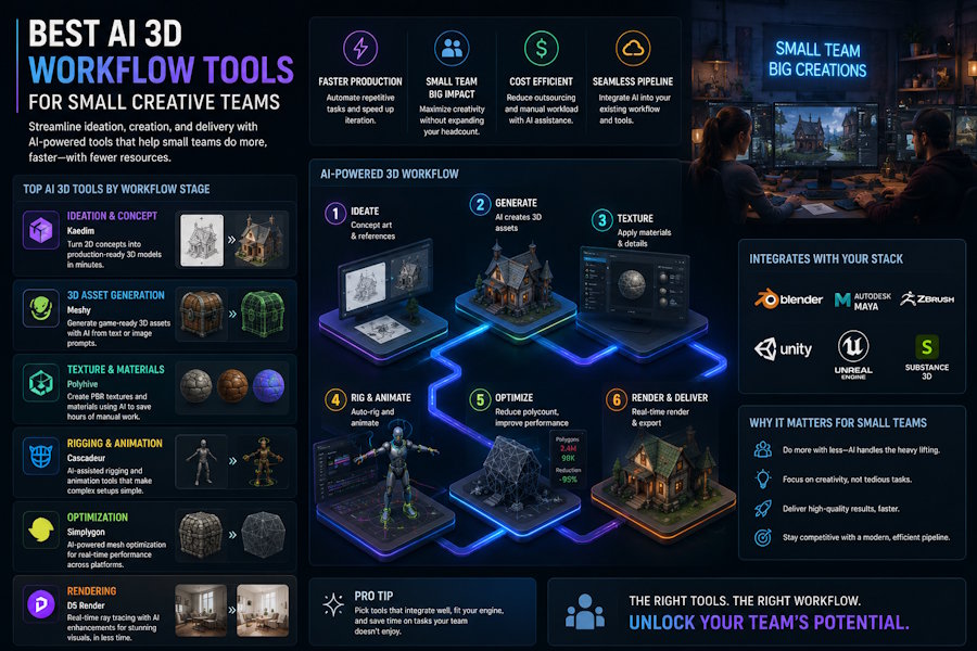 Best AI 3D Workflow Tools for Small Creative Teams