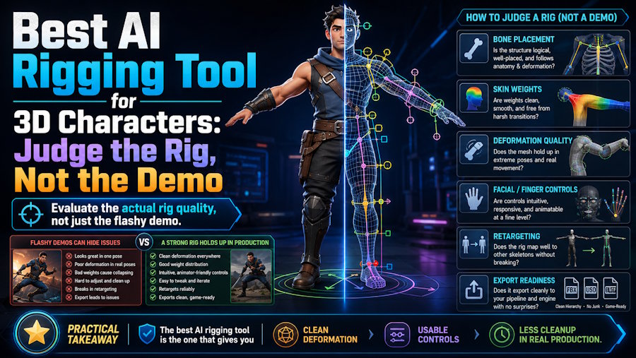 Best AI Rigging Tool for 3D Characters: Judge the Rig, Not the Demo
