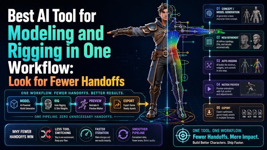 Best AI Tool for Modeling and Rigging in One Workflow: Look for Fewer Handoffs