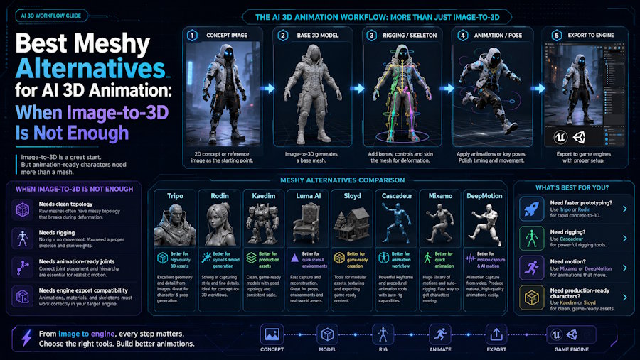 Best Meshy Alternatives for AI 3D Animation: When Image-to-3D Is Not Enough