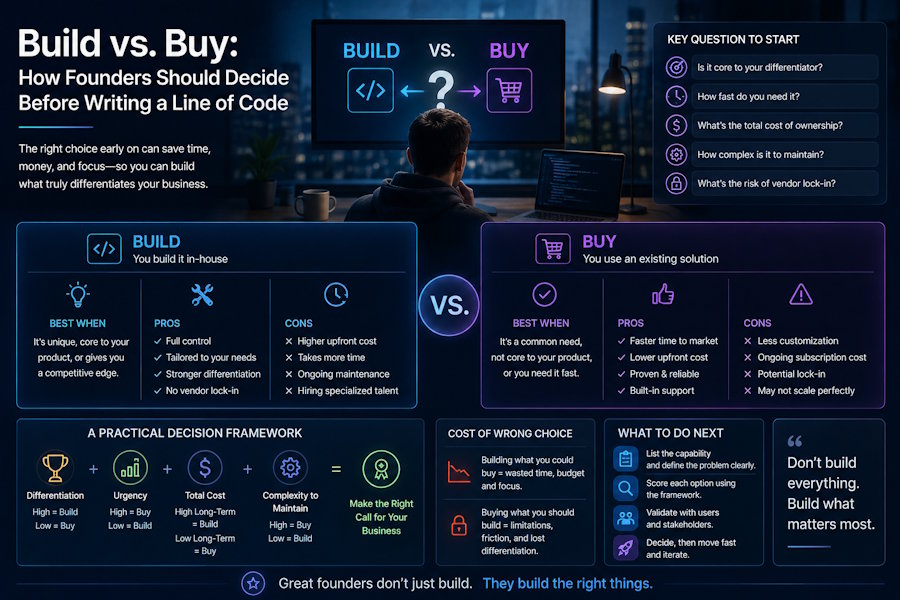 Build vs. Buy: How Founders Should Decide Before Writing a Line of Code