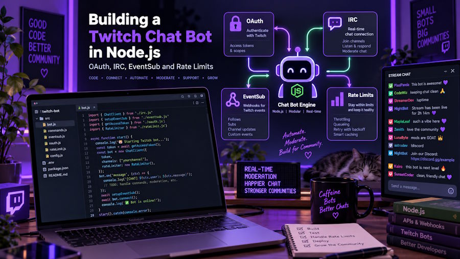 Building a Twitch Chat Bot in Node.js: OAuth, IRC, EventSub and Rate Limits