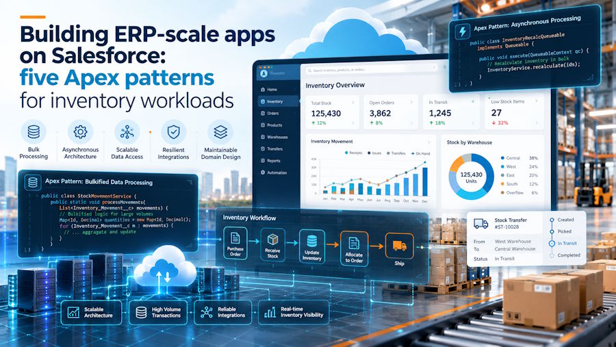 Building ERP-scale apps on Salesforce: five Apex patterns for inventory workloads
