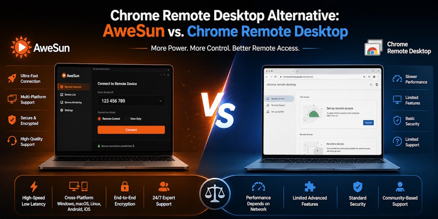 Chrome Remote Desktop Alternative: AweSun vs. Chrome Remote Desktop