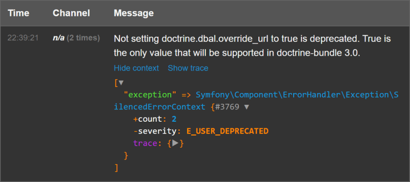 How to solve Symfony 5 Deprecation Notice: not setting doctrine.dbal.override_url to true is deprecated