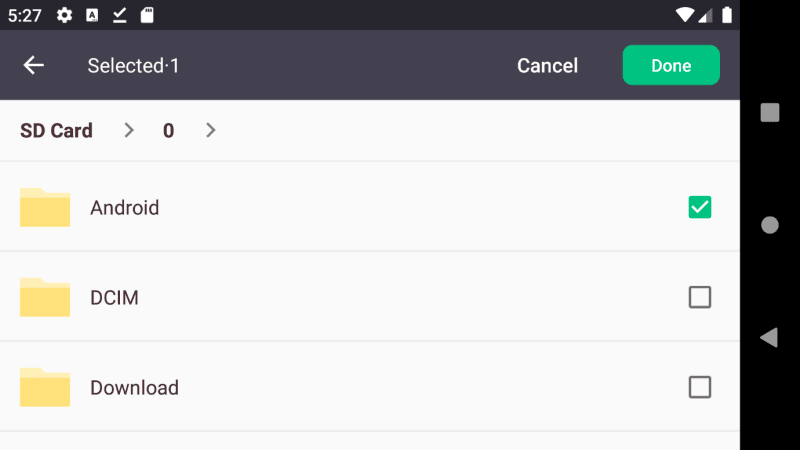 How to select directories only in rosuH AndroidFilePicker with the Java Implementation