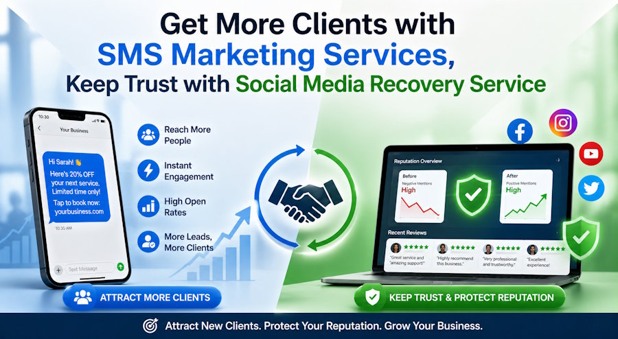 Get More Clients with SMS Marketing Services, Keep Trust with Social Media Recovery Service