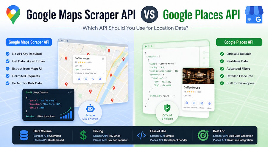 Google Maps Scraper API vs Google Places API