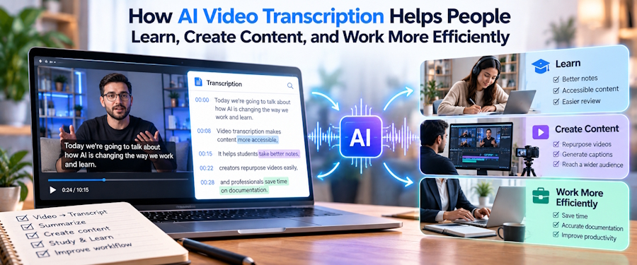 How AI Video Transcription Helps People Learn, Create Content, and Work More Efficiently