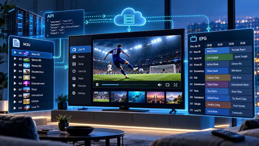 How IPTV Players Work: Xtream Codes API, M3U Playlists & XMLTV EPG Explained