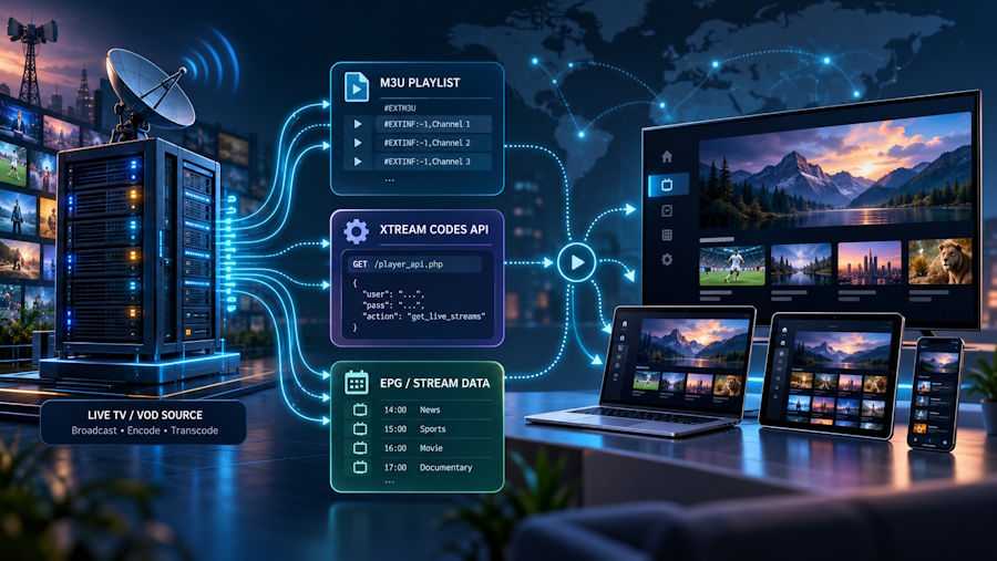 How IPTV Streaming Works Under the Hood: M3U Playlists, Xtream Codes API and Player Apps Explained