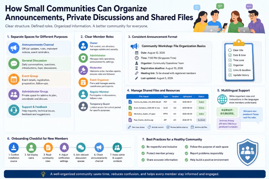 How Small Communities Can Organize Announcements, Discussions, and Files