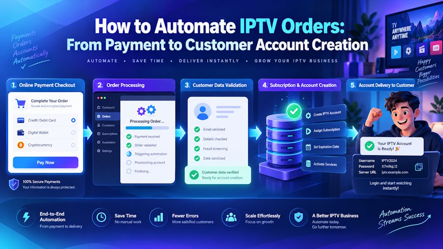How to Automate IPTV Orders: From Payment to Customer Account Creation
