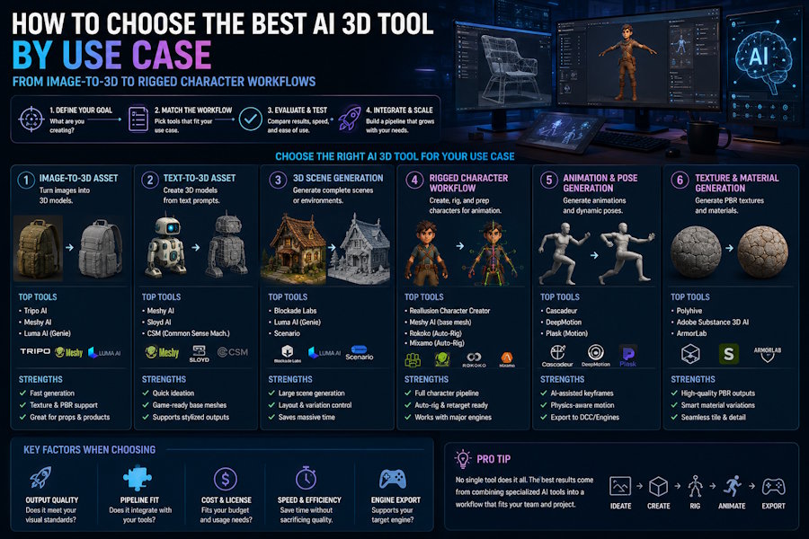 How to Choose the Best AI 3D Tool by Use Case