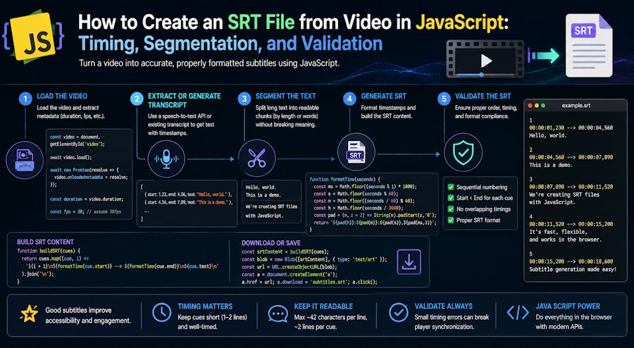 How to Create an SRT File from Video in JavaScript: Timing, Segmentation, and Validation