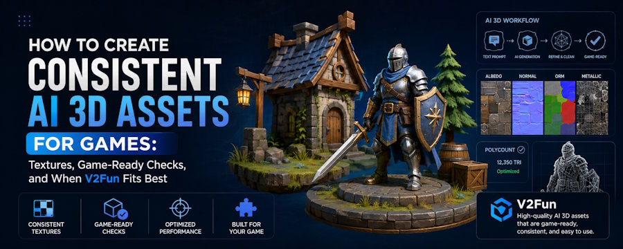 How to Create Consistent AI 3D Assets for Games: Textures, Game-Ready Checks, and When V2Fun Fits Best