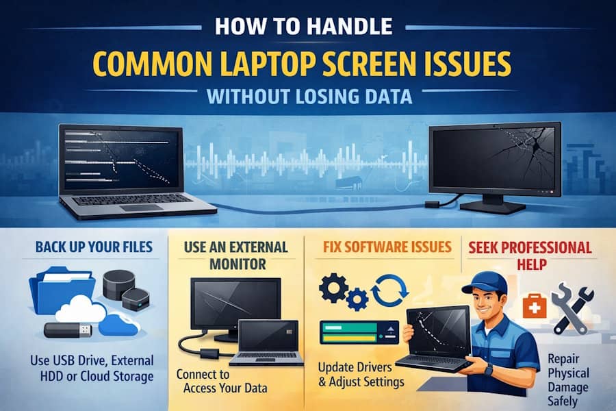 How to Handle Common Laptop Screen Issues Without Losing Data