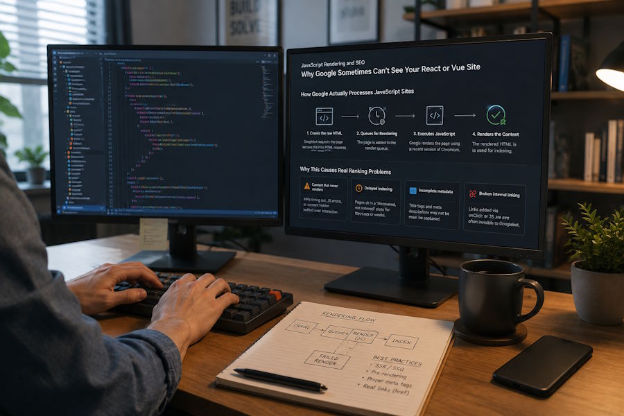 JavaScript Rendering and SEO: Why Google Sometimes Can't See Your React or Vue Site