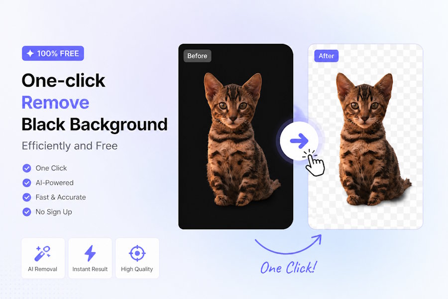 One-click Remove Black Background Efficiently and Free