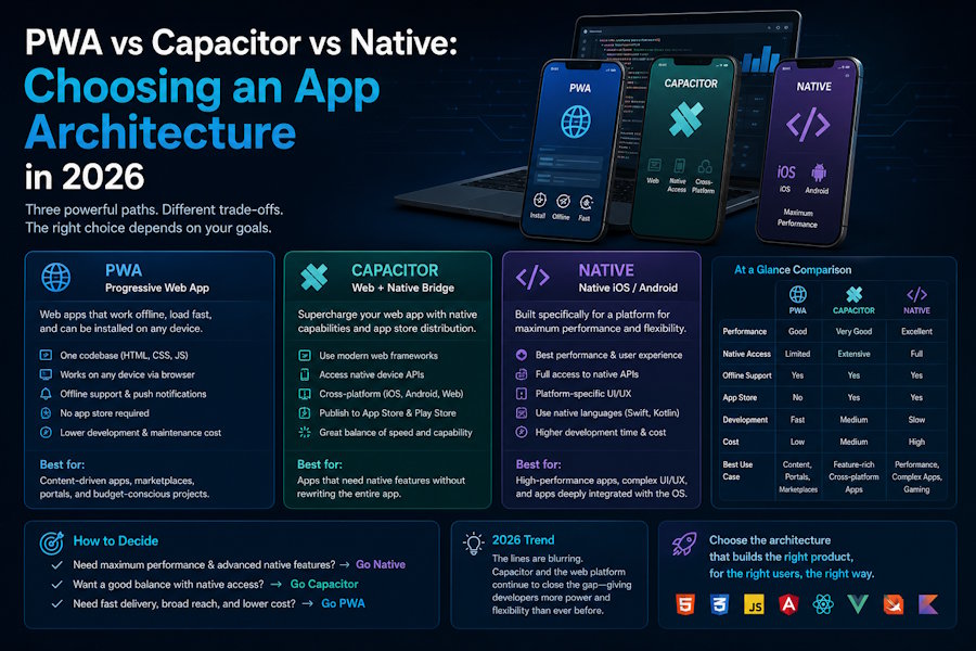 PWA vs Capacitor vs Native: Choosing an App Architecture in 2026