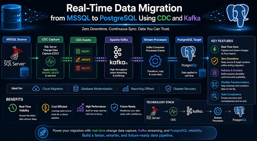 Real-Time Data Migration from MSSQL to PostgreSQL Using CDC and Kafka