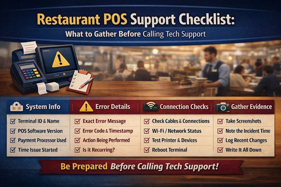 Restaurant POS Support Checklist: What to Gather Before Calling Tech Support
