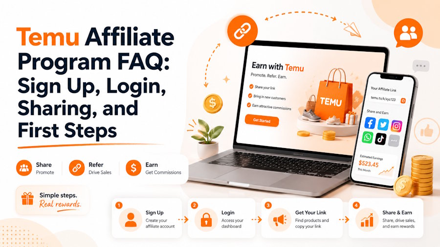 Temu Affiliate Program FAQ: Sign Up, Login, Sharing, and First Steps
