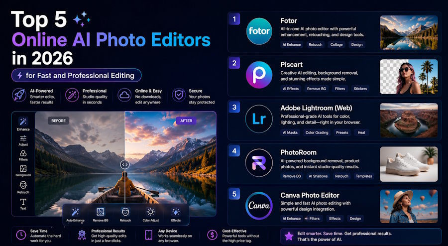 Top 5 Online AI Photo Editors in 2026 for Fast and Professional Editing