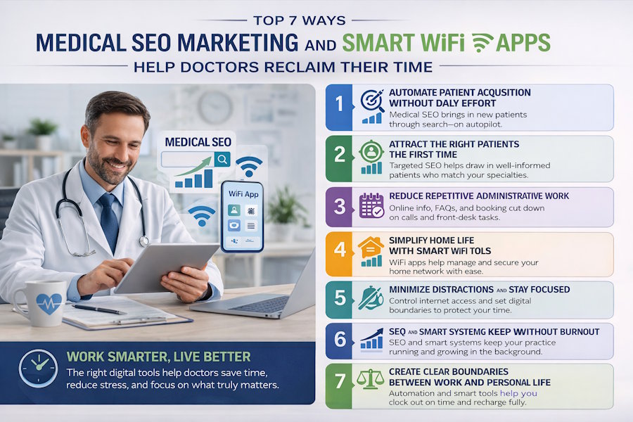 Top 7 Ways Medical SEO Marketing and Smart WiFi Apps Help Doctors Reclaim Their Time