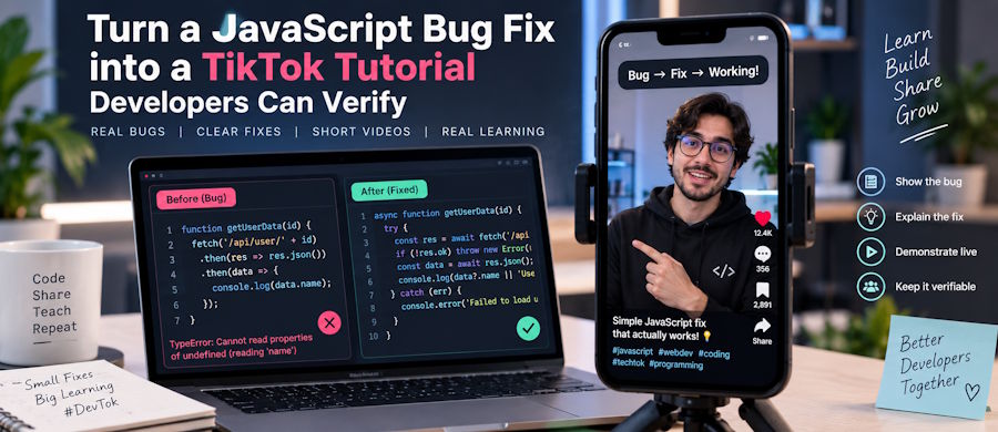 Turn a JavaScript Bug Fix into a TikTok Tutorial Developers Can Verify