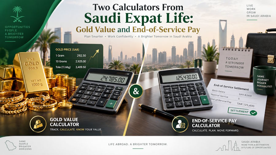 Two Calculators From Saudi Expat Life: Gold Value and End-of-Service Pay