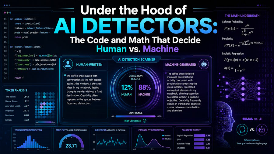 Under the Hood of AI Detectors: The Code and Math That Decide Human vs. Machine
