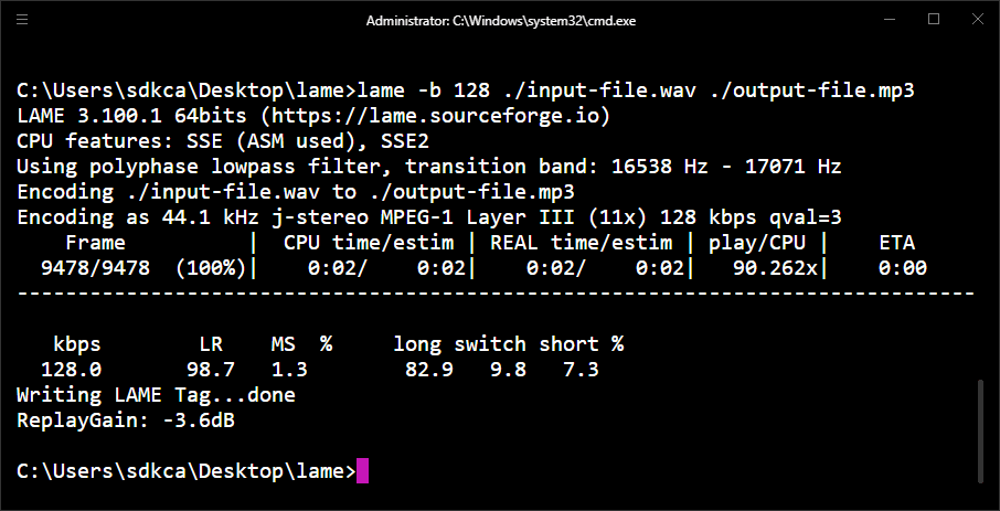 How to convert WAV files to MP3 with the command line using LAME like a boss in Windows 10