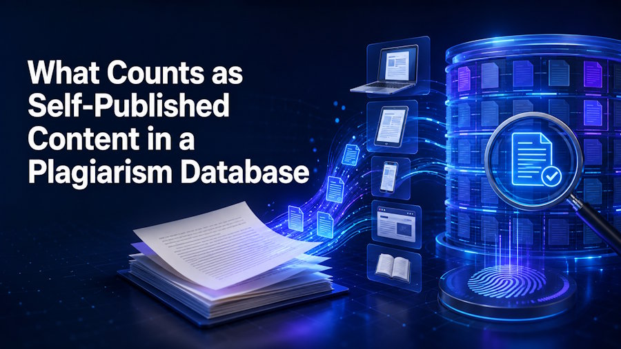 What Counts as Self-Published Content in a Plagiarism Database