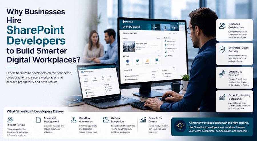 Why Businesses Hire SharePoint Developers to Build Smarter Digital Workplaces
