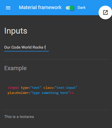 Material framework dark