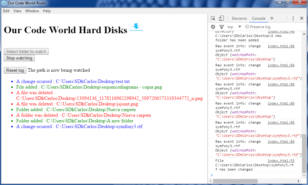Electron file watcher