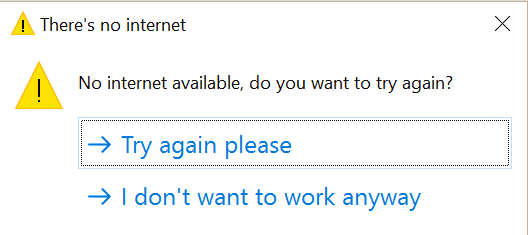 No internet connection