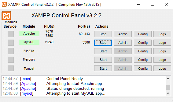 xampp connect to mysql