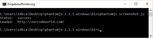 Success message screenshot