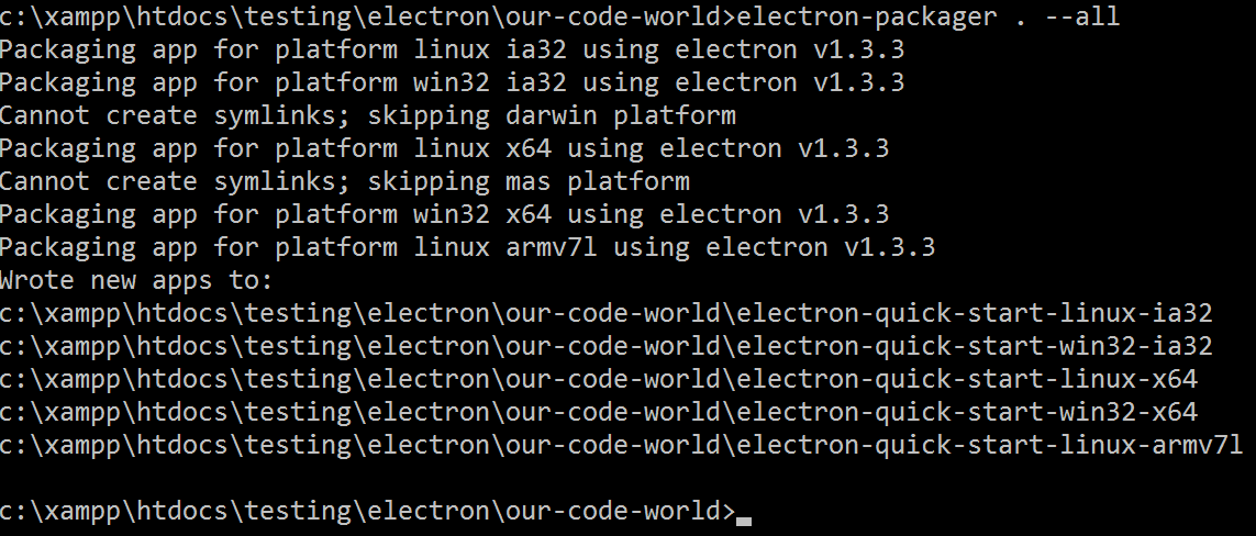 Electron packager build all